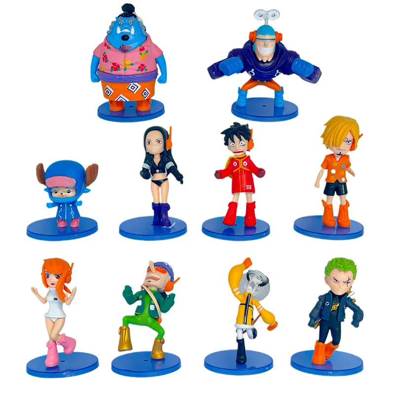 10pcs Anime One Piece Figure  Luffy Roronoa Zoro Toys Q Version Action Figura Kawaii Doll PVC Model Kid birthday Christmas Gift