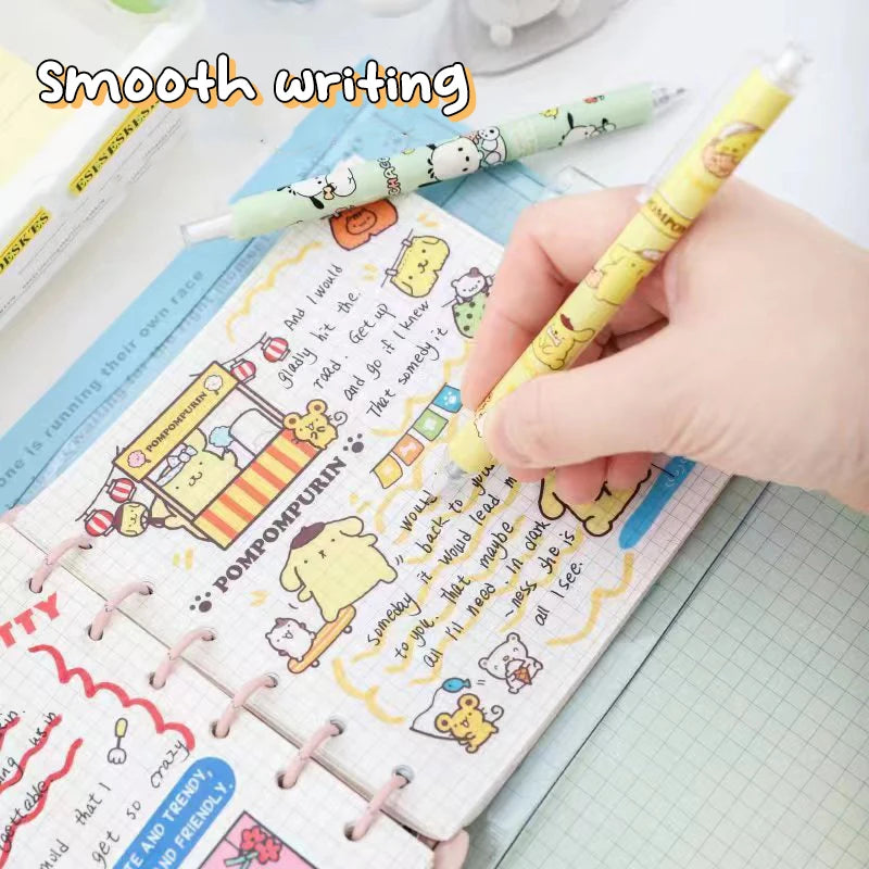 1/6Pcs/box Kawaii Sanrio Gel Pens Cute Kuromi Hello Kitty Melody 0.5mm Black Ink Press Water-based Pen Office Signature Pen