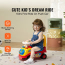 SucceBuy Toddler Ride On Push Car Sit to Stand Kids Ride On Toy Car with Music Steering Wheel Seat Storage for Toddlers