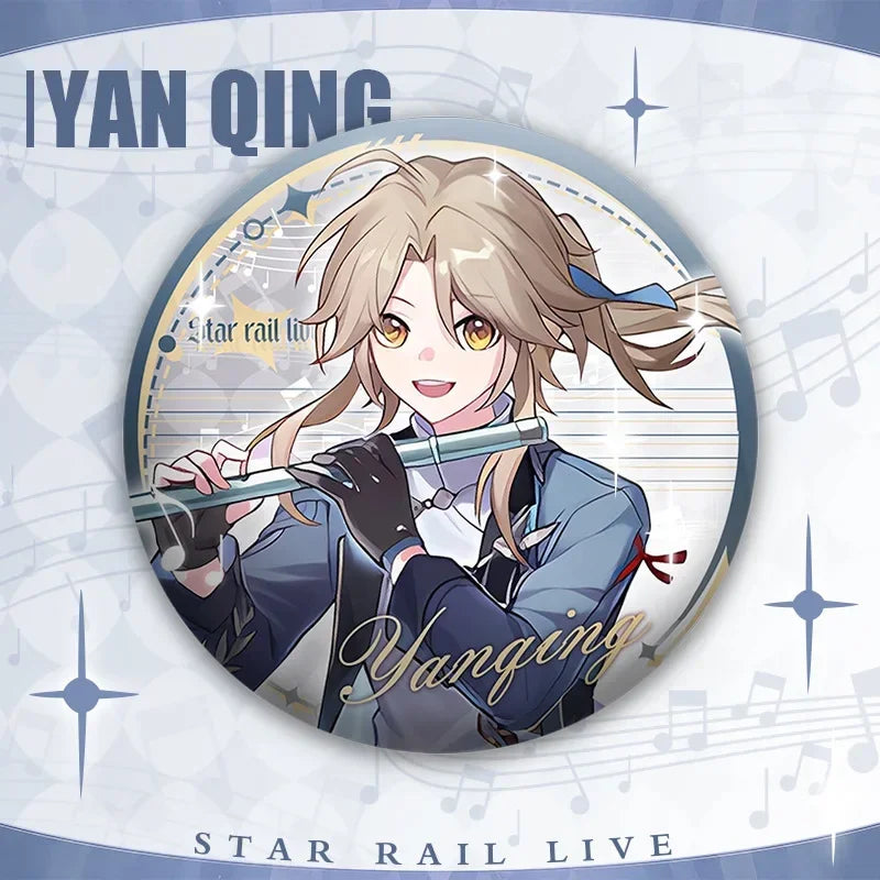 Honkai:Star Rail Concerts Magazines Aventurine Double Flash Badge 75mm Laser Pin Accessories for Clothes Backpack Decor Brooches