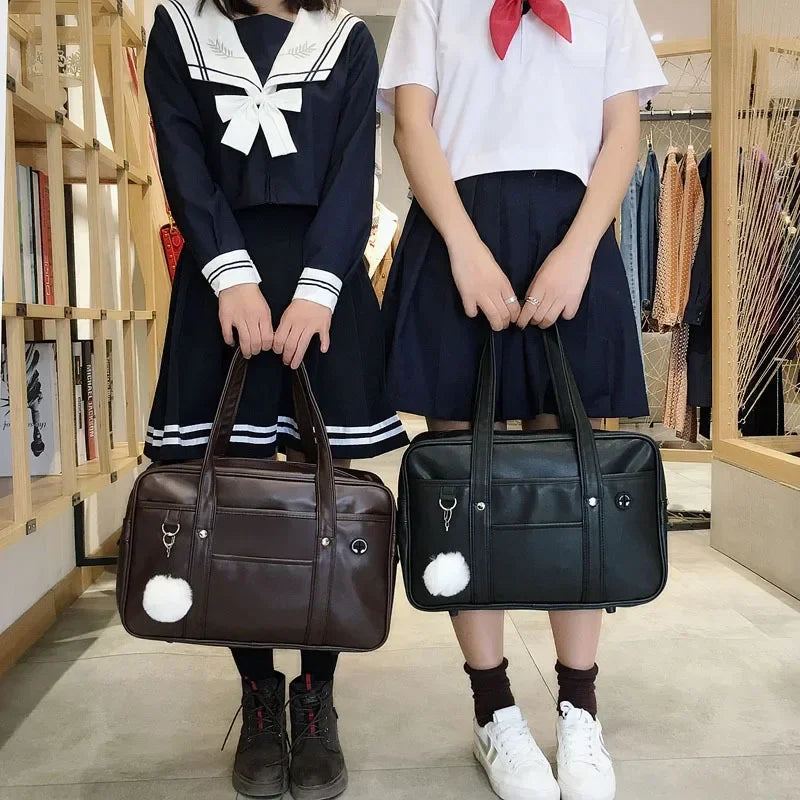 Japanese Casual PU Shoulder Bag Junior High School Students School Bag Handbag Anime Uniform Bag Tote Bags for Women