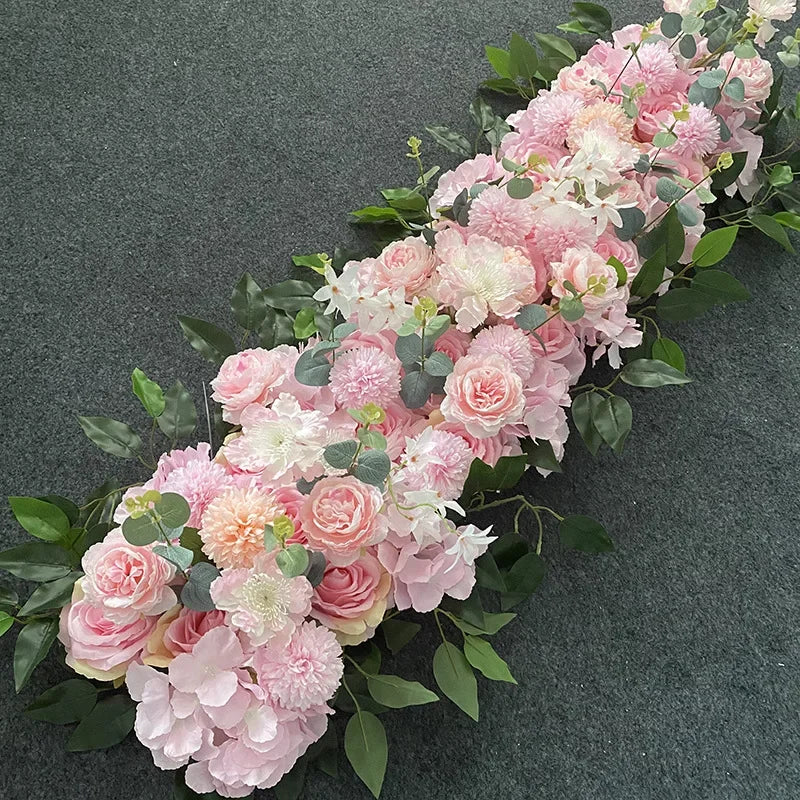 1M Artificial Wedding Flower Row Long Layout Wedding Home Decoration Scene Artificial Flower Road Lead Flower Row Arch Decor