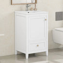 20" Bathroom Vanity with Sink, Bathroom Cabinet with A Door, Door Shelf Storage and Adiustable Foot Pads, A Drawer, Black