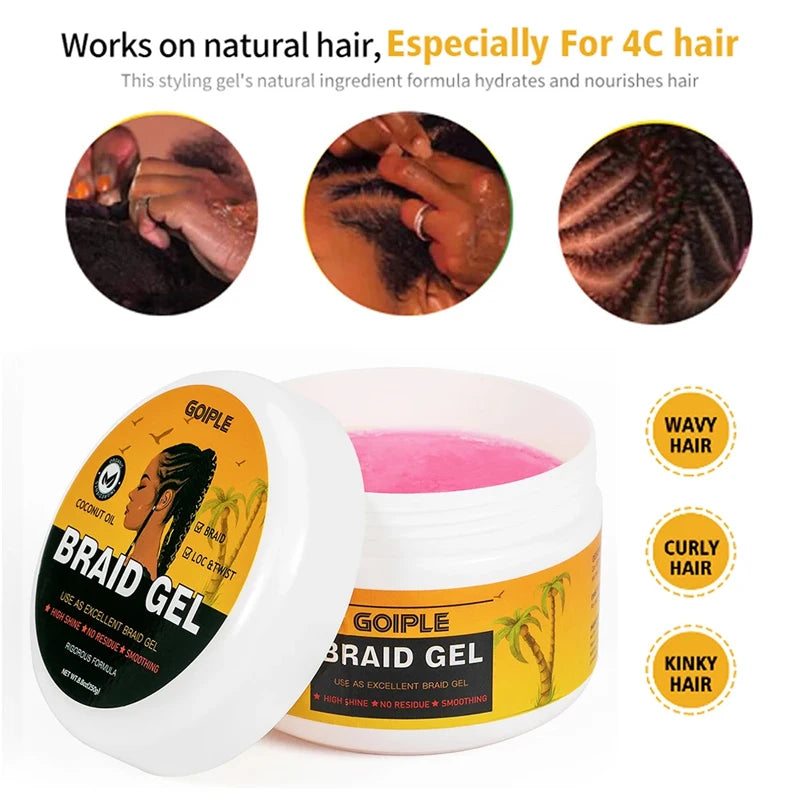 GOIPLE Hairstyle Fixative Cream Edge Control Oil Cornrow Styling Products Strong Hold Lock And Twist Foam Mousse Braid Hair Gel