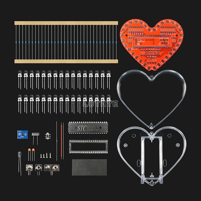 RGB Colorful Flowing Water Light Heart-shaped DIY Soldering Kit Love LED Circuit Board Welding School Welding DIY Practice Board