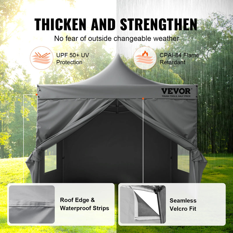 VEVOR 10x10 FT Pop up Canopy with Removable Sidewalls Portable Gazebo & Wheeled Bag UV Resistant Waterproof Tent for Patio