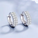 925 Sterling Silver Needle Earrings Fashion High Quality Jewelry Double Row Crystal Zircon Round Hoop Earrings