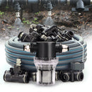 3/8" 9/12mm Misting Cooling System 0.6mm Nozzles Fine Atomizer PE Tubing Filter Self-priming Pump Garden Irrigation Watering Kit