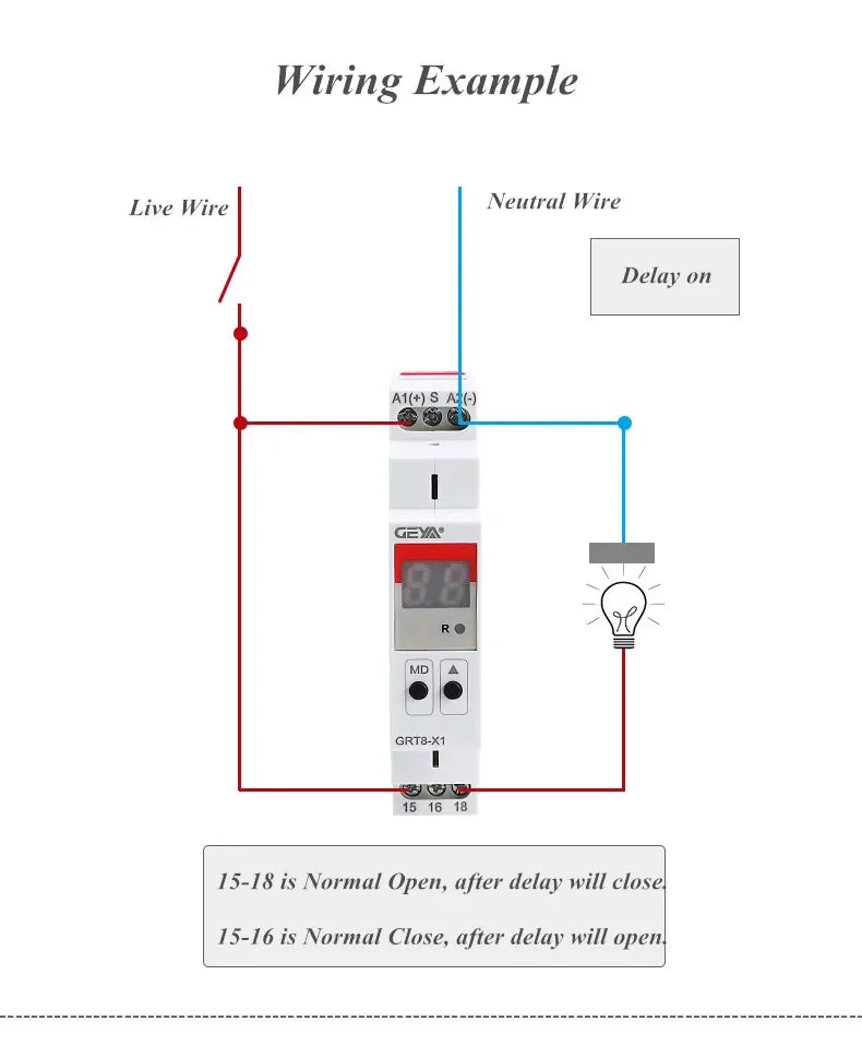 GEYA GRT8-X Digital Display Multifunction Timer Relay 16A with 20 Function Choices AC DC 12V 24V 220V 230V