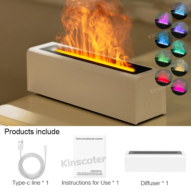 Colorful Flame Aroma Diffuser Humidifier USB Desktop Simulation Lighting Aromatherapy Purifier Air Ultrasonic Cool Mist Diffuser