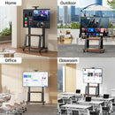 Mobile TV Cart for 32-75 Inch Screens, Movable Rolling Floor TV Stand with Shelf Locking Wheel, Height Ajustable Heavy-Duty