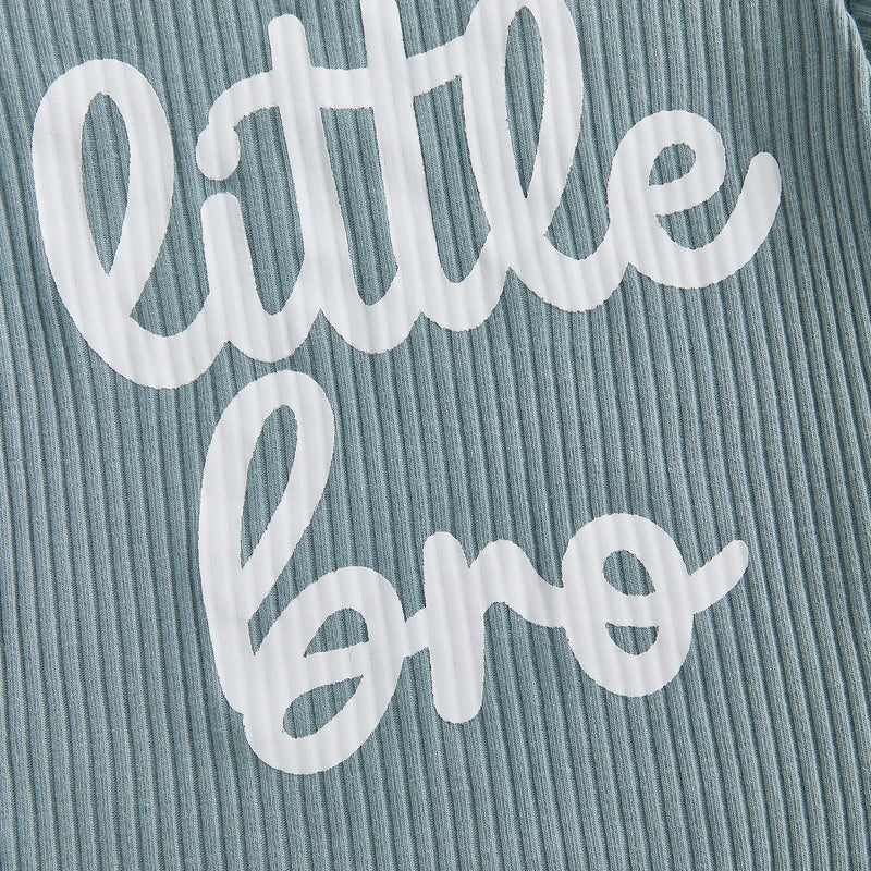 Summer Little Baby Boys Clothing Set Soft Ribbed Newborn Outfits Letter Print Short Sleeve Jumpsuit Elastic Shorts Infant Suit