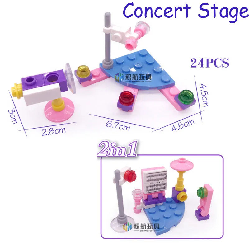 SLUBAN Girl Princess Royal Carriage Wagon Horse Racing Party Model Building Blocks Enlighten Action Figure Toys For Children