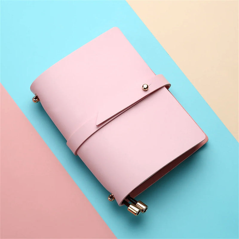 Soft PU Leather A5 Notebook Passport Style Solid Color Creative Fresh Loose-Leaf Notepad Student Stationery Diary Book 135x105mm