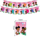 Pink Black Girl Gracies Birthday Party Decorations Corner Party Favors Tablecloth Cups Plates Baby Shower supplies Free Shipping