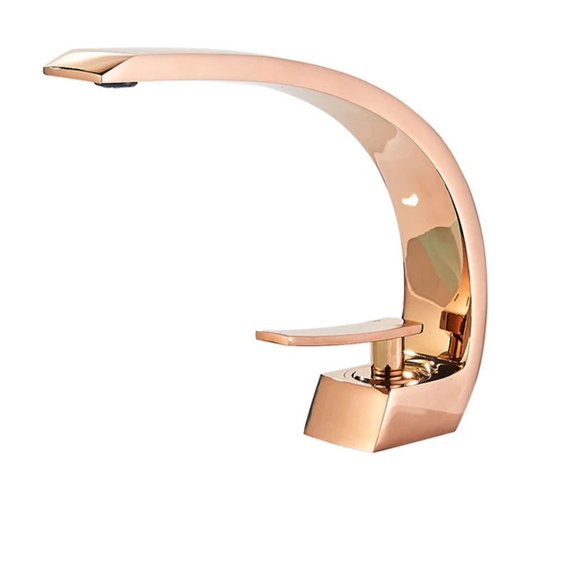 Black Bathroom Basin Faucet Deck Mount Black Chrome Washing Basin Mixer Water Taps Creative Hot Cold Water Crane Mixers