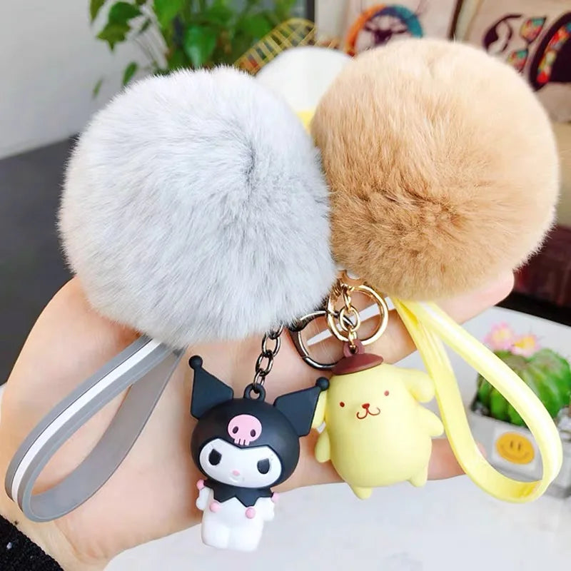 Cartoon Sanrio Hello Kitty Doll Keychain Cute Melody Kuromi Cinnamoroll Figure Pendant Decoration Keyring Jewelry Child Gift Toy