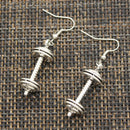 New Fashion Handmade Fitness Equipment Dumbbell Disc Pendants Silver Color Earrings For Womens Style