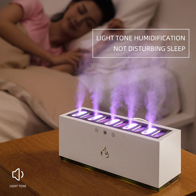 New Desktop Dynamic Music Ultrasound Flame Air Humidifier Home 900ML RGB Led Light Humidifier Diffuser Machine Mist Maker