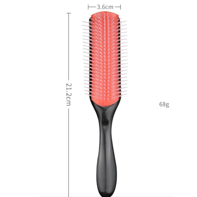 9-Rows Detangling Hair Brush Denman Detangler Hairbrush Scalp Massager Straight Curly Wet Hair Comb for Women Men Home Salon
