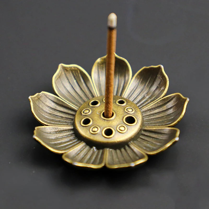 Buddhism Lotus Line Incense Holder Plate Alloy Incense Burner Temples Yoga Studios Home Decoration