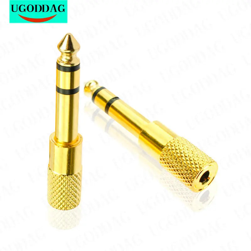 1/2 PCS 6.5mm To 3.5mm Adapter Jack Stereo Audio Adaptor for Microphone Headphone AUX Cable Gold Audio Adaptor