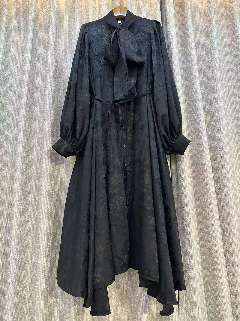 New 2024 Autumn Fashion Irregular Party Midi Dress Female long Sleeve Elegant Loose Print Casual Evening Dress For Women ﻿