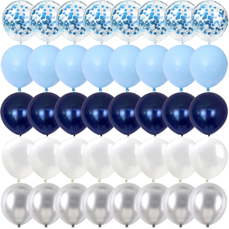 40PCS Silver Night Blue White Balloons Gender Reveal Wedding Valentine's Day Baby Shower Birthday Globos Party Decorations