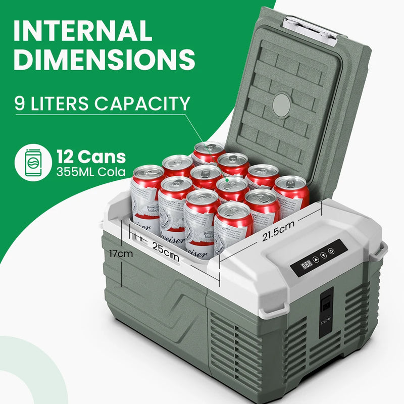 Alpicool NL9 9L Portable Refrigerator 12V/24V Small Car Fridge 100V~240V AC Electric Cooler Plug in Mini Freezer for Camping