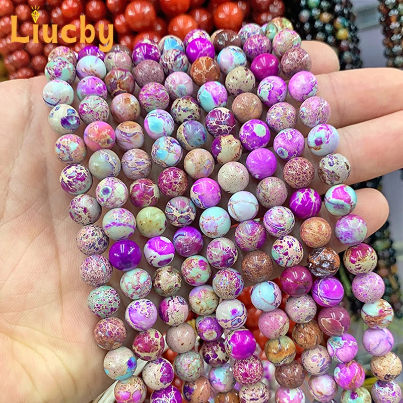 5A Quality For Jewelry Making Natural Violet Emperor Stone Smooth Handmade Beads DIY decoration Crafts 15"Wholesales 4/6/8/10mm