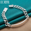 DOTEFFIL 2pcs 925 Sterling Silver 8mm 10mm Smooth Sideways Chain Bracelet Set For Man Women Wedding Engagement Party Jewelry