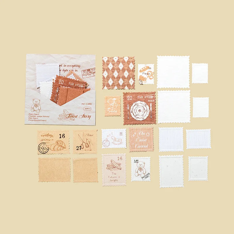 20pcs/lot Kawaii Stationery Stickers Interpaper Stamps DIY Junk Journal Paper stickers Planner Decorative Mobile stickers