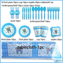My First Tooth Blue Theme Party Disposable Tableware Stes Boy Girl First Tooth Birthday Party Decor Cups Plates  Napkins Banners