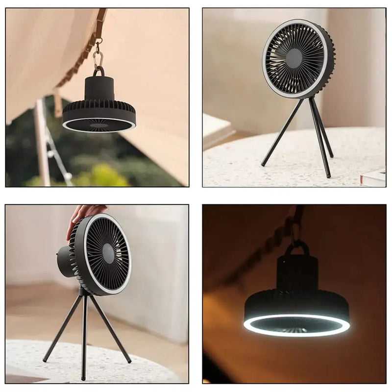 DQ212 7 Inch Fan Lamp 3 Speed Household Tripod Desktop 10000mAh LED Lighting USB Weless Use Outdoor Portable Small Ceiling Fan