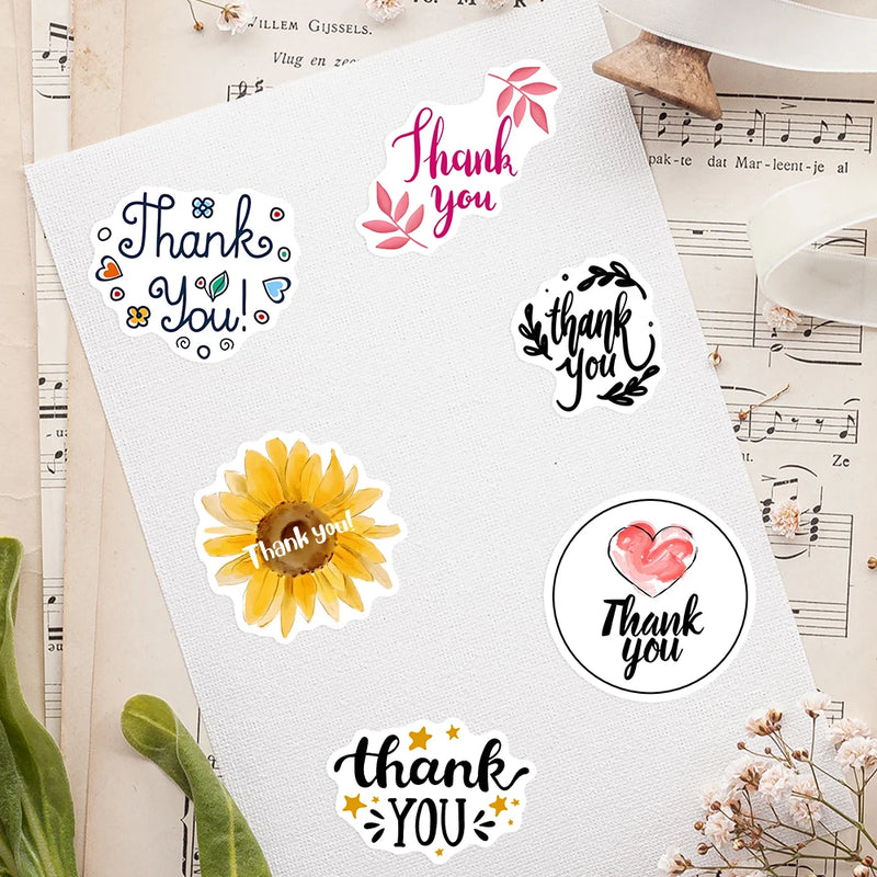Thank You Stickers DIY Gift Toys Decorative Decal for Scrapbook Junk Journals Laptop Luggage Bottles Waterproof Sealing Sticker