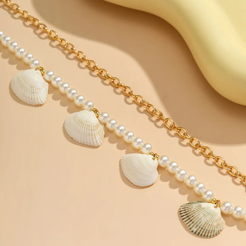 Boho Imitation Pearl Shell Body Chains Sexy Waist Beads Belly Belt for Women Beach Bikini Body Jewelry Y2K Accessories Wholesale