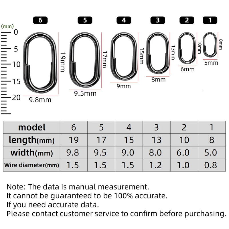 DNDYUJU Fishing Oval Lure Circle Pike Stainless Steel Rolling Swivel Oval Split Rings Fishing Accessories Connector Pin Tackle