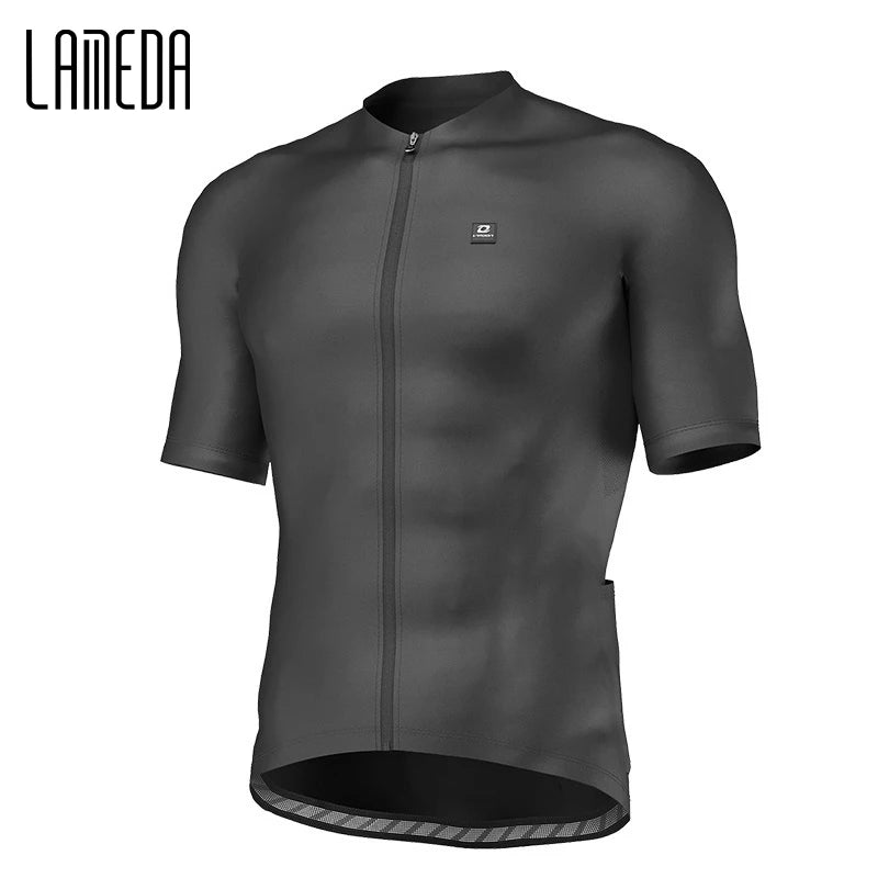 LAMEDA Men's Cycling Jersey Moisture Wicking Short Sleeve Full Zipper Bike Road Biking Shirts for Men MTB Jersey with 3 Pockets