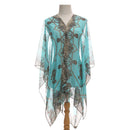 Women Sun Protection Shawl for Cycling Lady Summer Chiffon T-shirt Holiday Leopard Scarf Bikini Blouse Breathable Beach Poncho