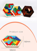 Hexagonal Wooden Puzzles Educational Toys For Children Kids Preschool Tangram Board Brain IQ Test Game Montessori Toys Gifts
