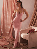 Long Bandage Dress 2022 New Women's Maxi Bodycon Dress Elegant Sexy Pink Evening Club Party Dress High Quality Summer Fashion