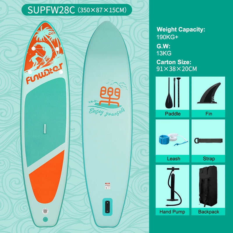 FunWater 350✖87✖15cm Sup Board Inflatable Surfboard Stand Up Paddle Board Inflatable Sup PaddleBoard with Accessories EU Stock
