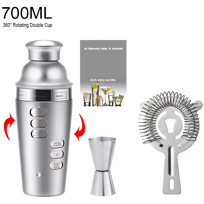 Boston Cocktail Shaker Mixer Kit Bar Bartender 750/600ml 550ML Stainless Steel Glass Shakers Spoon Pourer Straw Ice Tong Tools