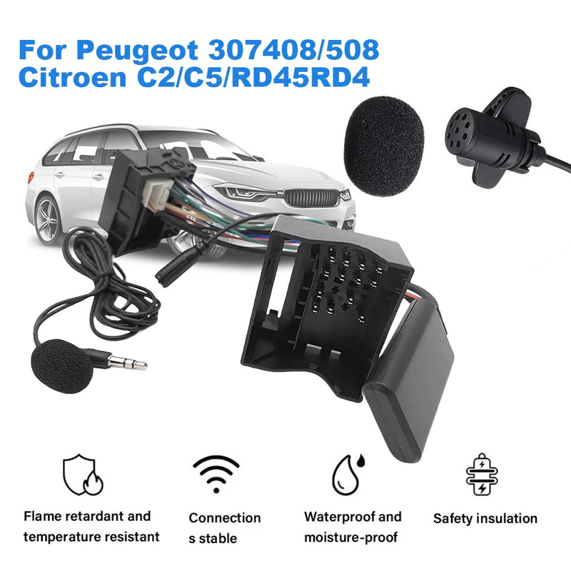 For Peugeot 207 307 407 308 For Citroen C2 C3 RD4 12Pin Bluetooth-Compatible Module Wireless Radio Stereo AUX-IN Audio Adapter