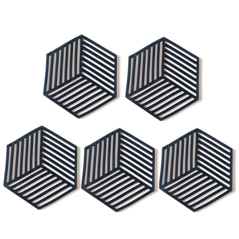 5Pcs Silicone Dining Table Placemat Coaster Cup Hexagon Mats Heat-insulated Bowl Home Decor Desktop Eco-friendly Insulated Pad