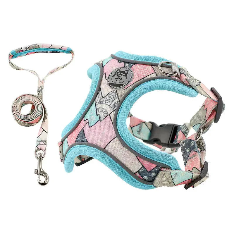 Luxury Pet Vest Harnesses for Small Medium Dogs Adjustable Mesh Puppy Dog Harness and Leash Set Shiba Inu Leads mascotas Chain