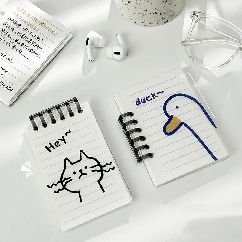 60Sheets PP Waterproof Ring Binder Memo Pad Cute Cartoon Loose Leaf Notebook Portable A7 Size Diary Planner Office School Supply