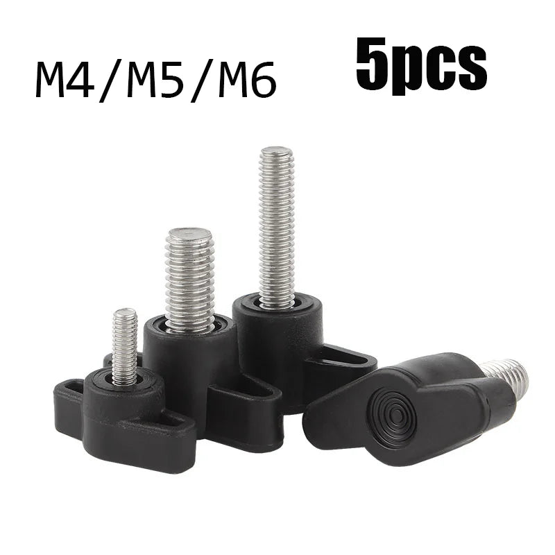 5pcs Wing Screws Hand Screw Butterfly Type Screw Plastic Head Z-shaped Handle Bolt Screw Wrapped with Glue Handle Bolt M4 M5 M6