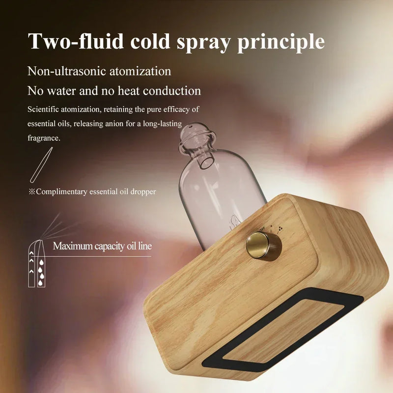 Aromatherapy Diffuser Professional Wood and Glass Essential Oil Diffuser Nebulizer Nebulizing 2600mAh Scent Machine Waterless