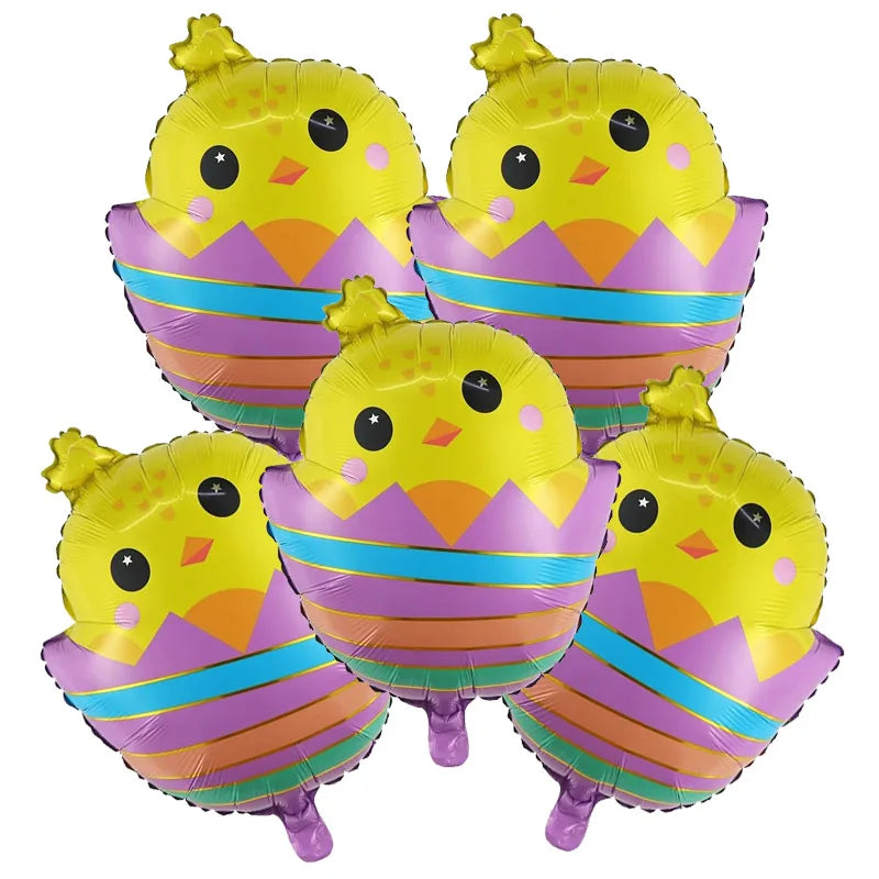 5pcs Easter Cute Rabbit Balloons White Bunny Shaped Balloons Happy Easter Foil Balloons for Easter Party Decors Kids Birthday